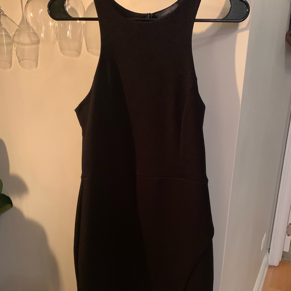 Black fitted dress with slit